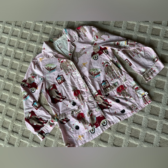 Nick & Nora Pink Sock Monkey Print 2 Piece Pajama Set Size XL Loungewear Casual - Picture 4 of 12